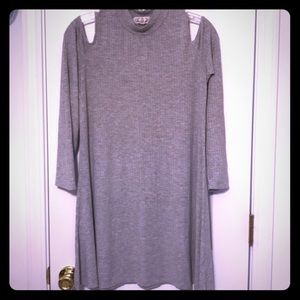 Grey shoulder less mock neck Dress